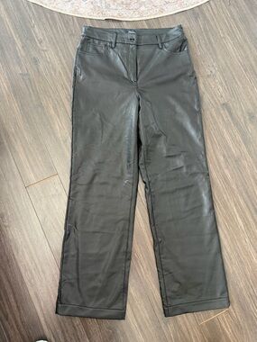 Reitmans Black Faux Leather Wide-Leg Pants